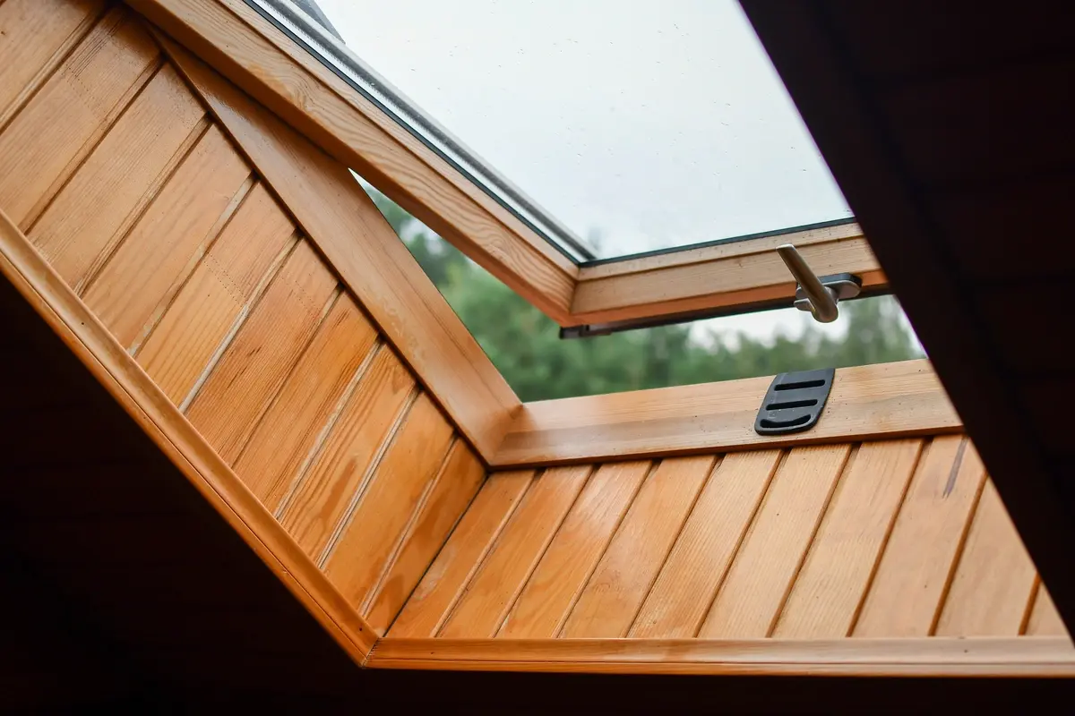 Close up view of beautiful skylight installed on home roof