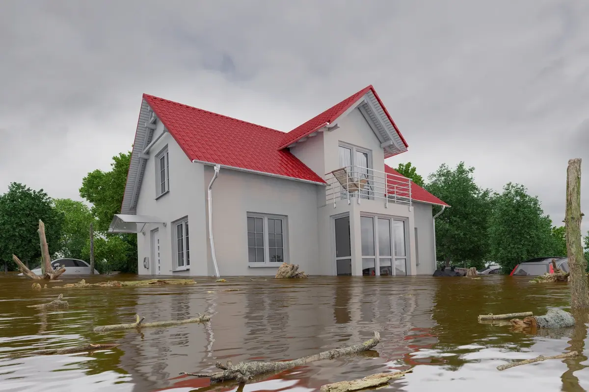 Home in the middle of a flood - not covered by homeowners insurance