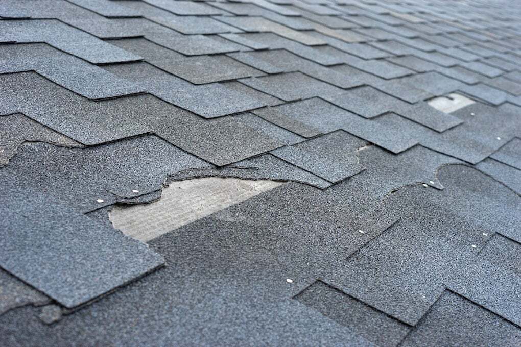 asphalt roof damage