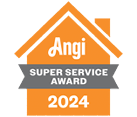 Angi Super Service Award 2024 house-shaped badge