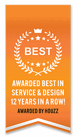 Orange award banner recognizing best service and design for 12 years