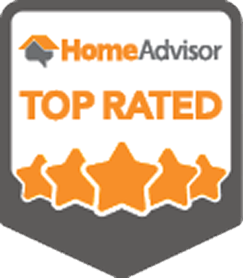 HomeAdvisor top rated badge with five orange stars