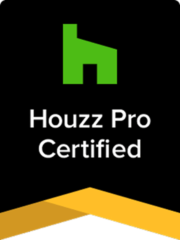 Houzz Pro Certified badge with green house icon
