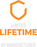 Shield graphic promoting a limited lifetime warranty