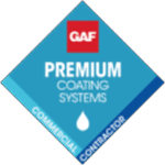 GAF Premium Coating Systems blue diamond badge for commercial contractors.