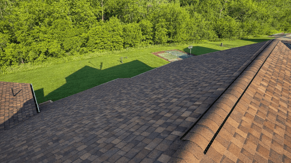 Shingle Roof Slope Over Backyard | Tycos Roofing And Siding Inc Shingle roof slope overlooking backyard and treeline with ridge vent