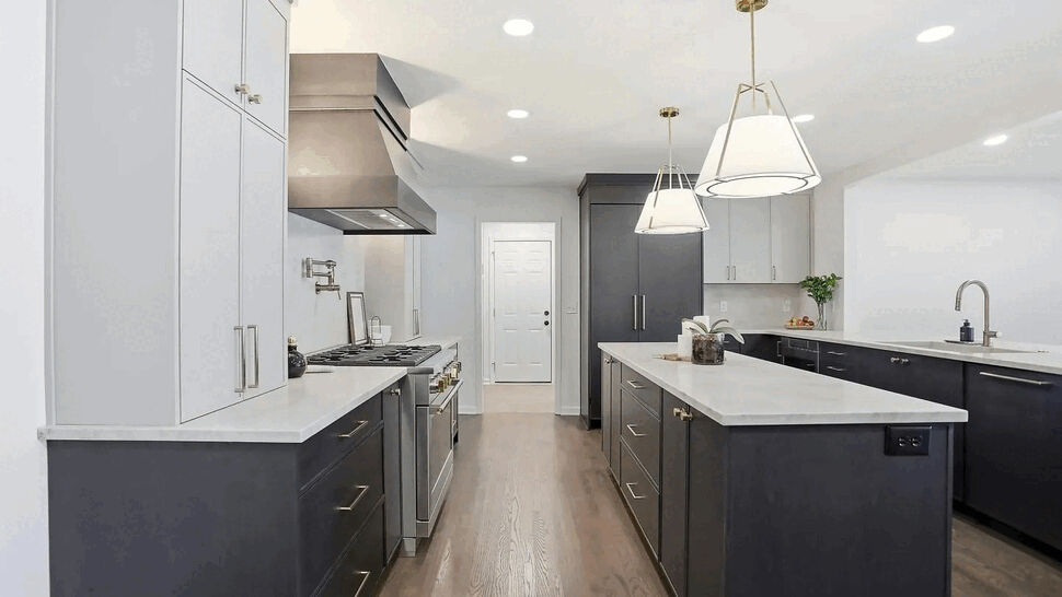 Reconnected Kitchen, Refined Baths, and Textured Cabinet Details