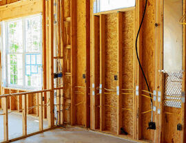 Interior wood studs and electrical rough-in during home renovation