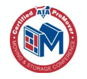 Certified ProMover ATA round badge for moving and storage conference