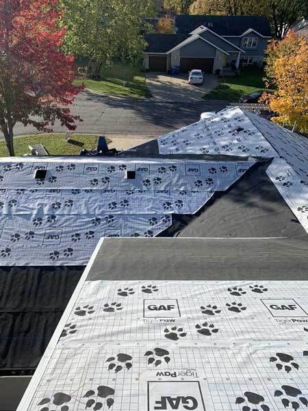 Roof in progress with underlayment