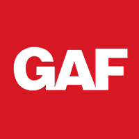GAF red square roofing manufacturer logo