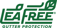 LeaFree gutter protection green logo with leaf motif