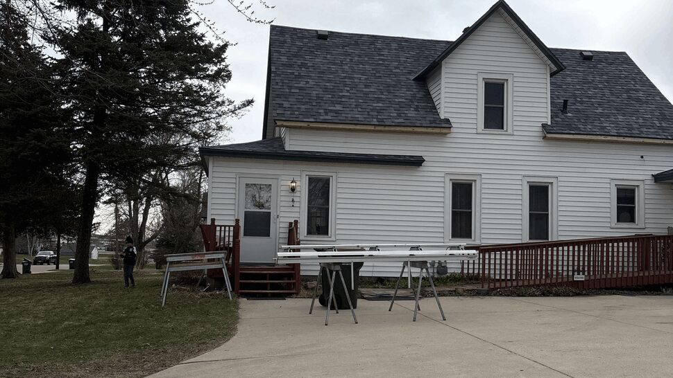 New GAF Timberline HDZ shingle roof with new fascia and seamless gutters with LeafFree gutter guards on a home in Kimball, MN